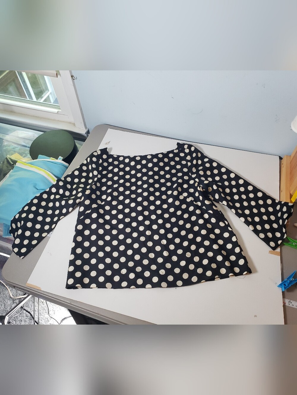 Vintage J Crew Silk Polkadot Boatneck Three Quarter Sleeves 12 Preppy Classic - Picture 5 of 9